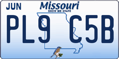 MO license plate PL9C5B