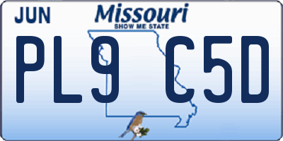 MO license plate PL9C5D