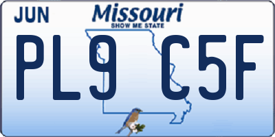 MO license plate PL9C5F