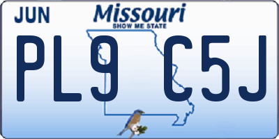 MO license plate PL9C5J