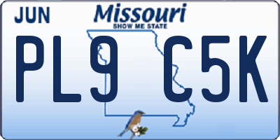 MO license plate PL9C5K