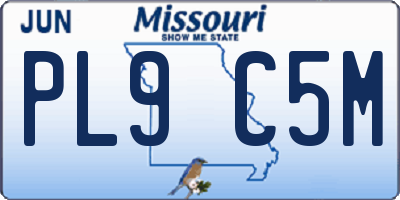 MO license plate PL9C5M