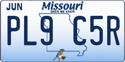 MO license plate PL9C5R