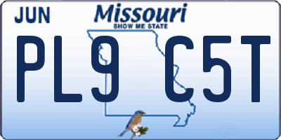 MO license plate PL9C5T