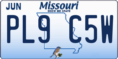 MO license plate PL9C5W