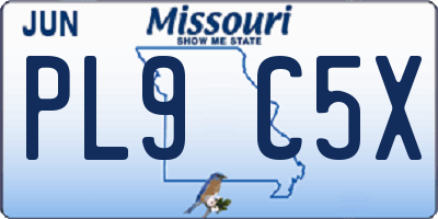 MO license plate PL9C5X