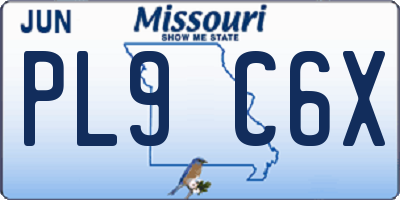 MO license plate PL9C6X