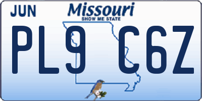 MO license plate PL9C6Z