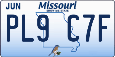 MO license plate PL9C7F