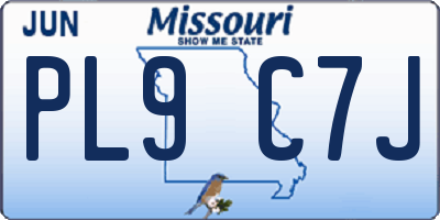 MO license plate PL9C7J