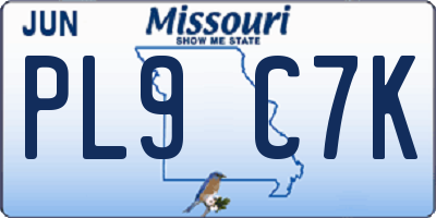 MO license plate PL9C7K
