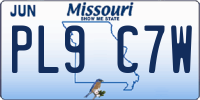 MO license plate PL9C7W