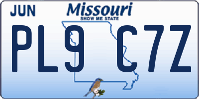 MO license plate PL9C7Z