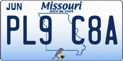 MO license plate PL9C8A