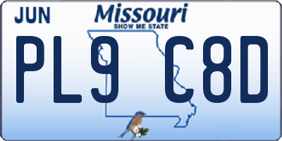MO license plate PL9C8D