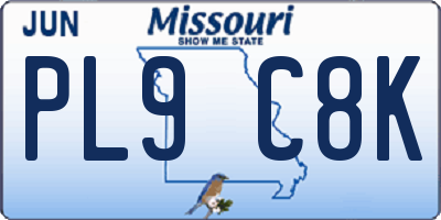 MO license plate PL9C8K