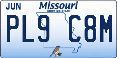 MO license plate PL9C8M