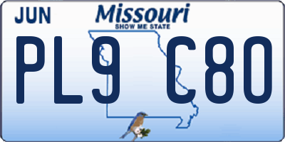 MO license plate PL9C8O