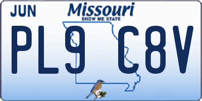 MO license plate PL9C8V