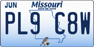 MO license plate PL9C8W