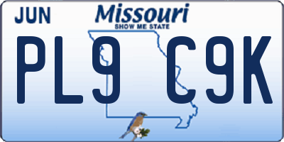 MO license plate PL9C9K