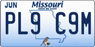 MO license plate PL9C9M