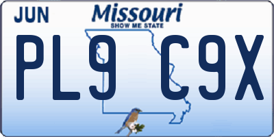 MO license plate PL9C9X