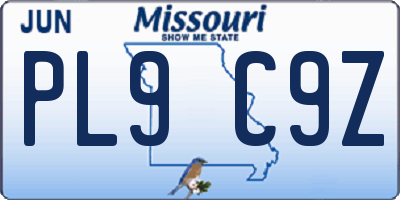 MO license plate PL9C9Z