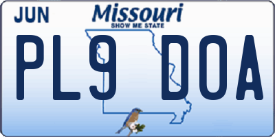 MO license plate PL9D0A