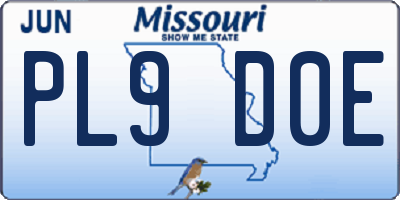 MO license plate PL9D0E