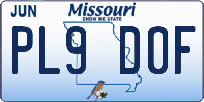 MO license plate PL9D0F
