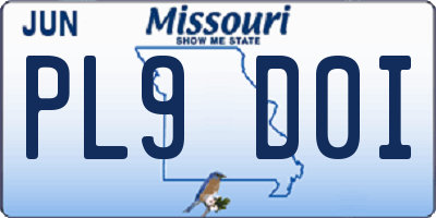MO license plate PL9D0I