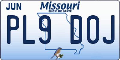 MO license plate PL9D0J