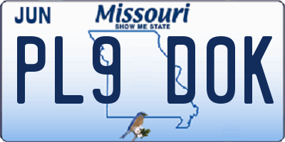MO license plate PL9D0K