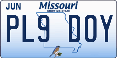 MO license plate PL9D0Y