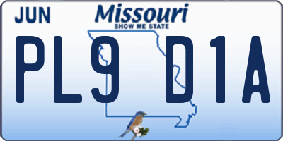 MO license plate PL9D1A