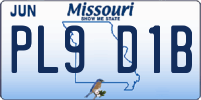 MO license plate PL9D1B