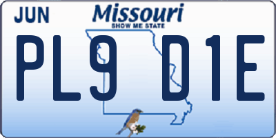 MO license plate PL9D1E
