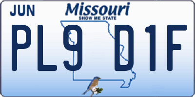 MO license plate PL9D1F