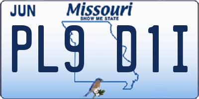MO license plate PL9D1I