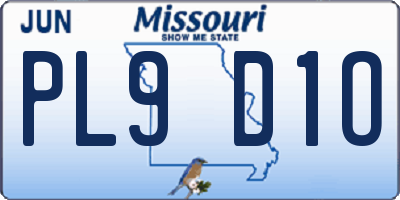 MO license plate PL9D1O