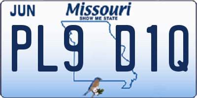 MO license plate PL9D1Q