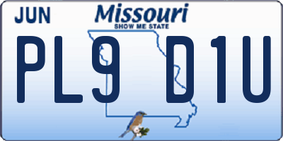 MO license plate PL9D1U