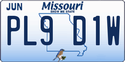 MO license plate PL9D1W