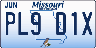MO license plate PL9D1X