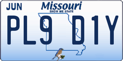 MO license plate PL9D1Y
