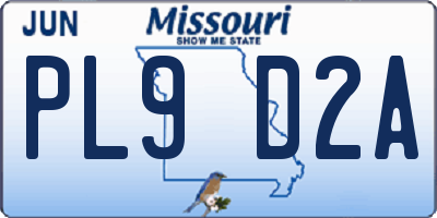 MO license plate PL9D2A