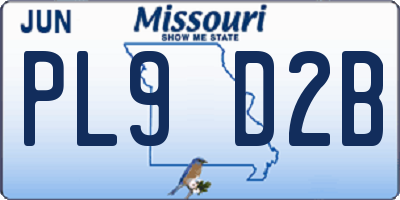 MO license plate PL9D2B