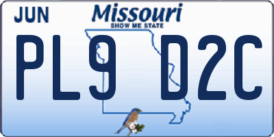 MO license plate PL9D2C
