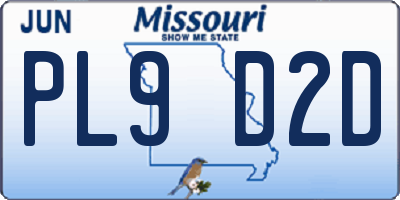MO license plate PL9D2D